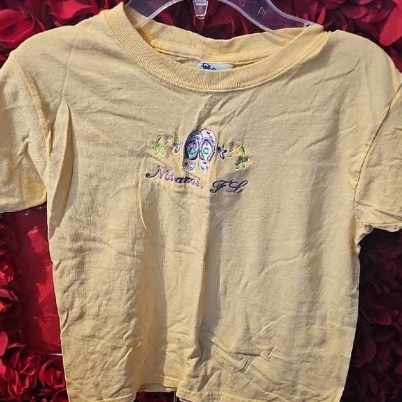 Gildan Other - Gildan Yellow Girls T-Shirt with Miami Embroidered Design Size Small